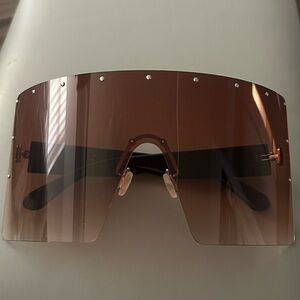 Oversized Shield Sunglasses - Brown Gradient